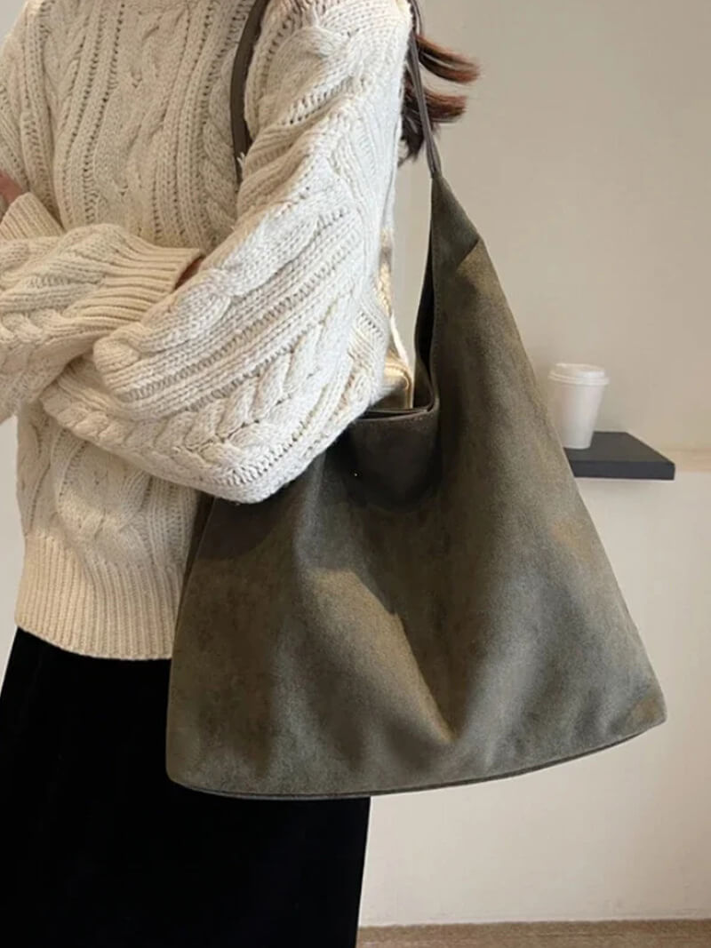 Western Style Suede Look Bag – Soft Everyday Shoulder Bag