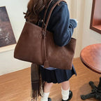 Vegan Suede Shoulder Tote – Minimalist Solid Colour Bag