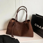 Vegan Suede Shoulder Tote – Minimalist Solid Colour Bag
