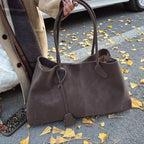Vegan Suede Shoulder Tote – Minimalist Solid Colour Bag