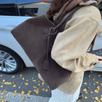 Vegan Suede Shoulder Tote – Minimalist Solid Colour Bag