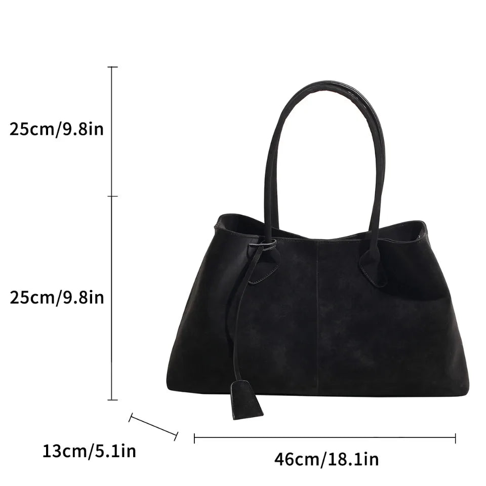 Vegan Suede Shoulder Tote – Minimalist Solid Colour Bag