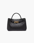 Small Woven Bag with Gold Details – Compact Textured Handbag