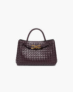 Small Woven Bag with Gold Details – Compact Textured Handbag