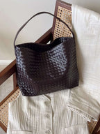 Structured Woven Tote – Rich Textured Handbag in Deep Tones