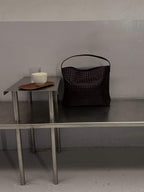 Structured Woven Tote – Rich Textured Handbag in Deep Tones