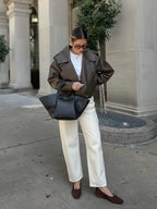 Suede Finish Tote Bag – Structured Work Bag