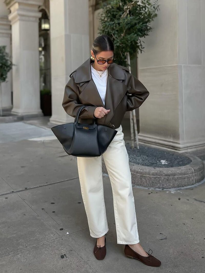 Suede Finish Tote Bag – Structured Work Bag
