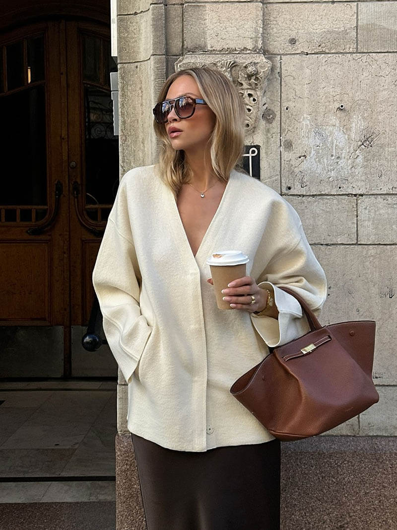 Suede Finish Tote Bag – Structured Work Bag