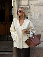 Suede Finish Tote Bag – Structured Work Bag