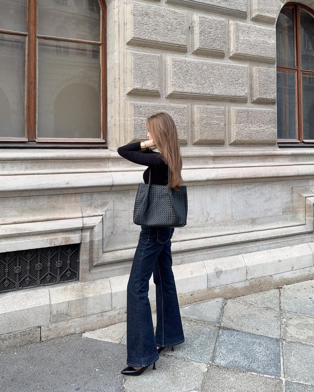 Handwoven Black Tote XL – Artisan Statement Bag