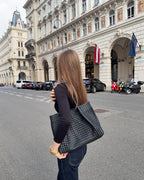 Handwoven Black Tote XL – Artisan Statement Bag