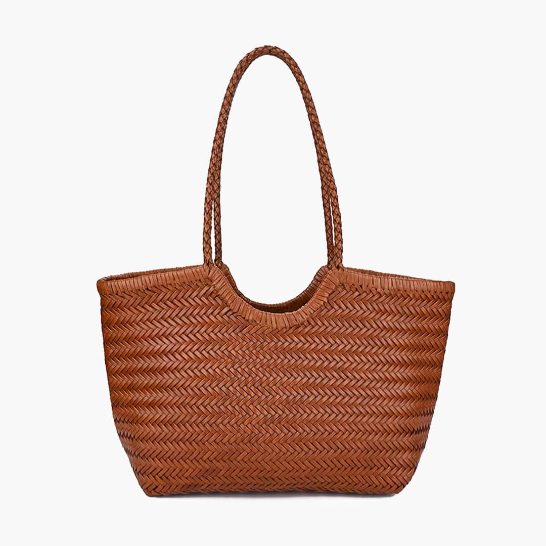 Braided Faux Leather Tote – Handwoven Vegan Handbag