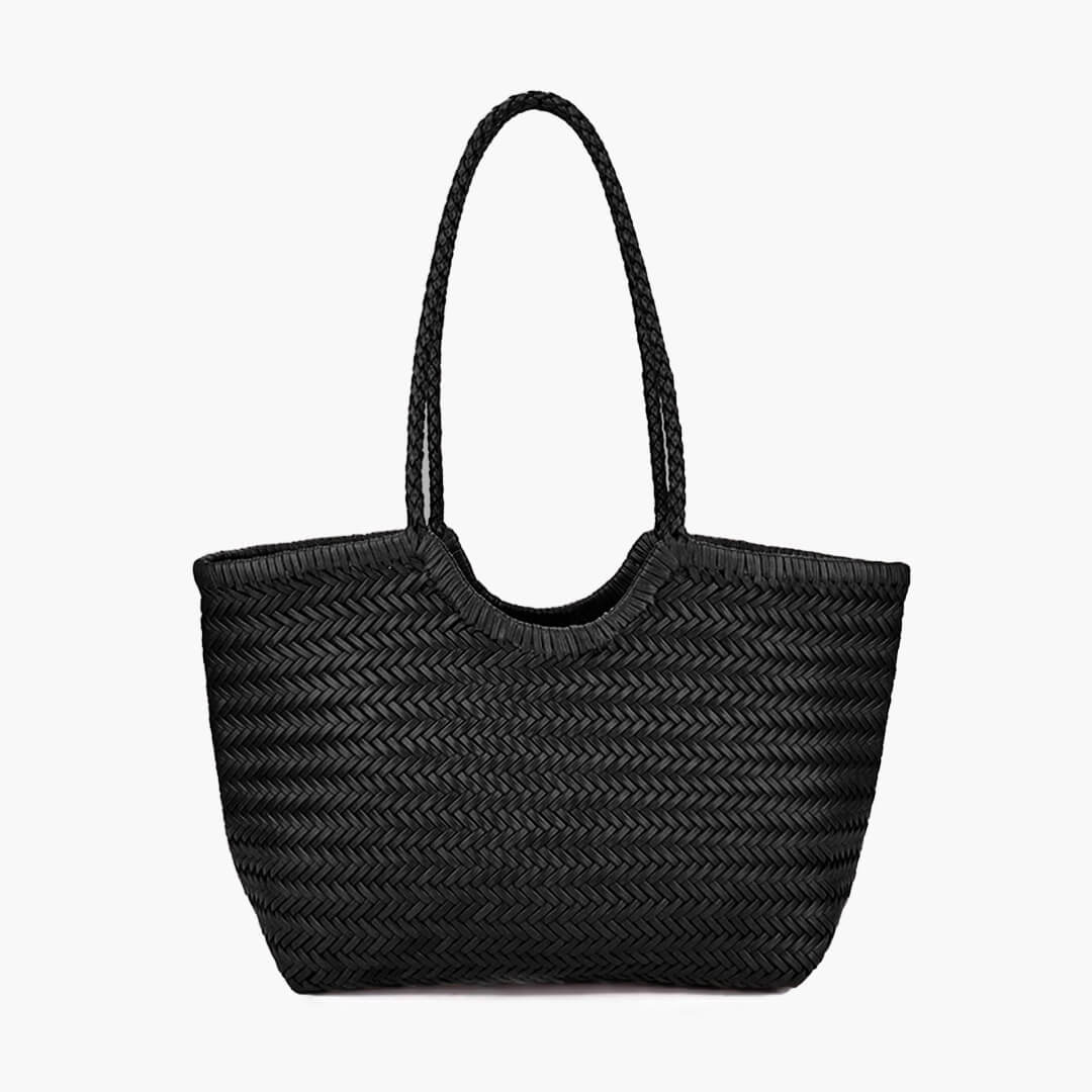 Braided Faux Leather Tote – Handwoven Vegan Handbag