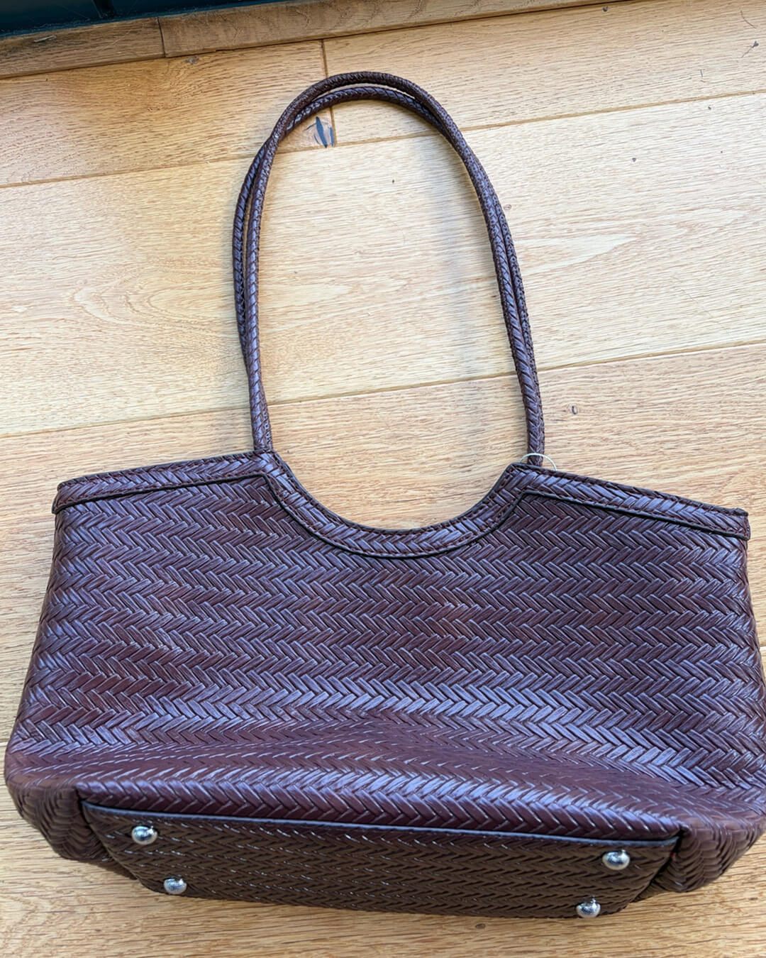 Braided Faux Leather Tote – Handwoven Vegan Handbag