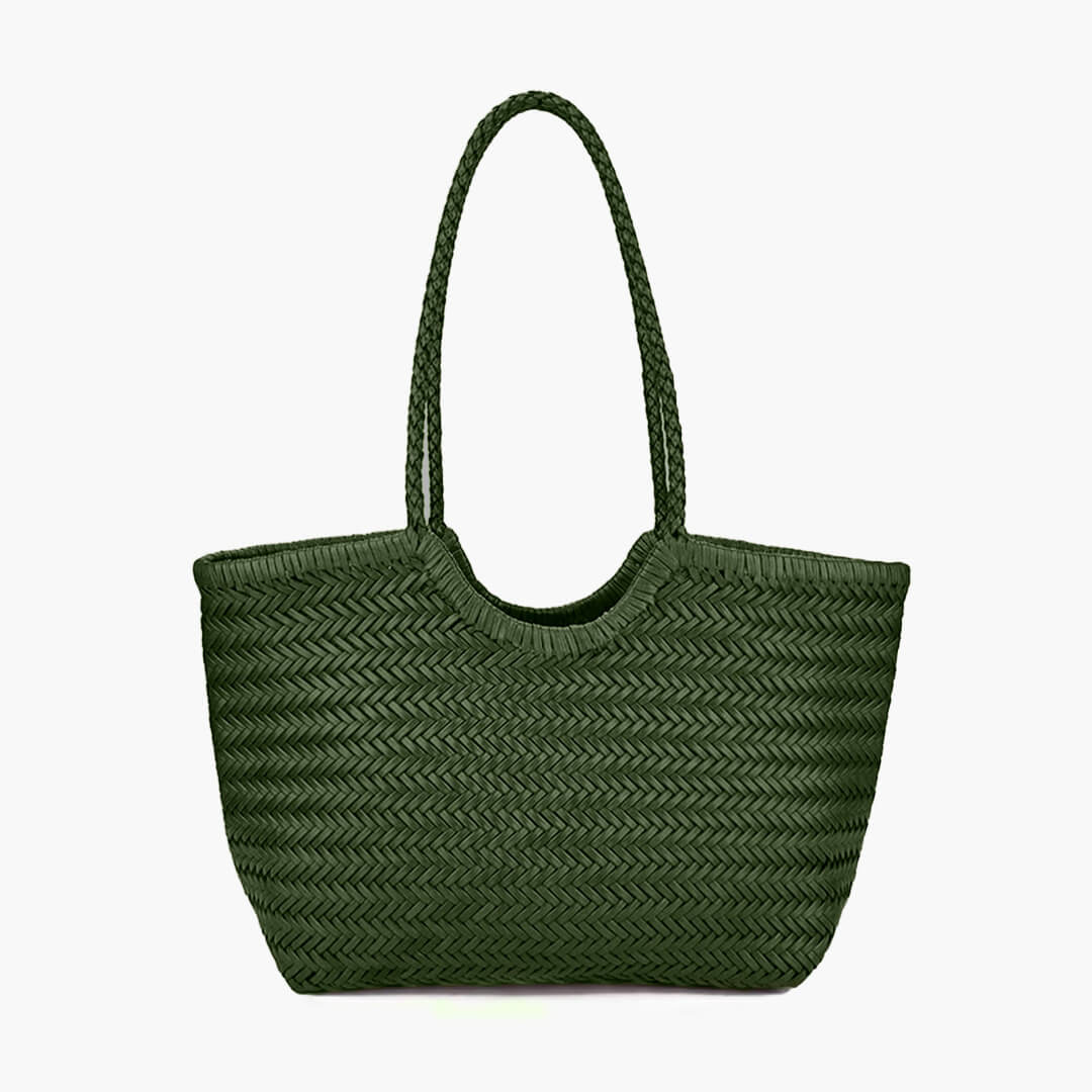 Braided Faux Leather Tote – Handwoven Vegan Handbag