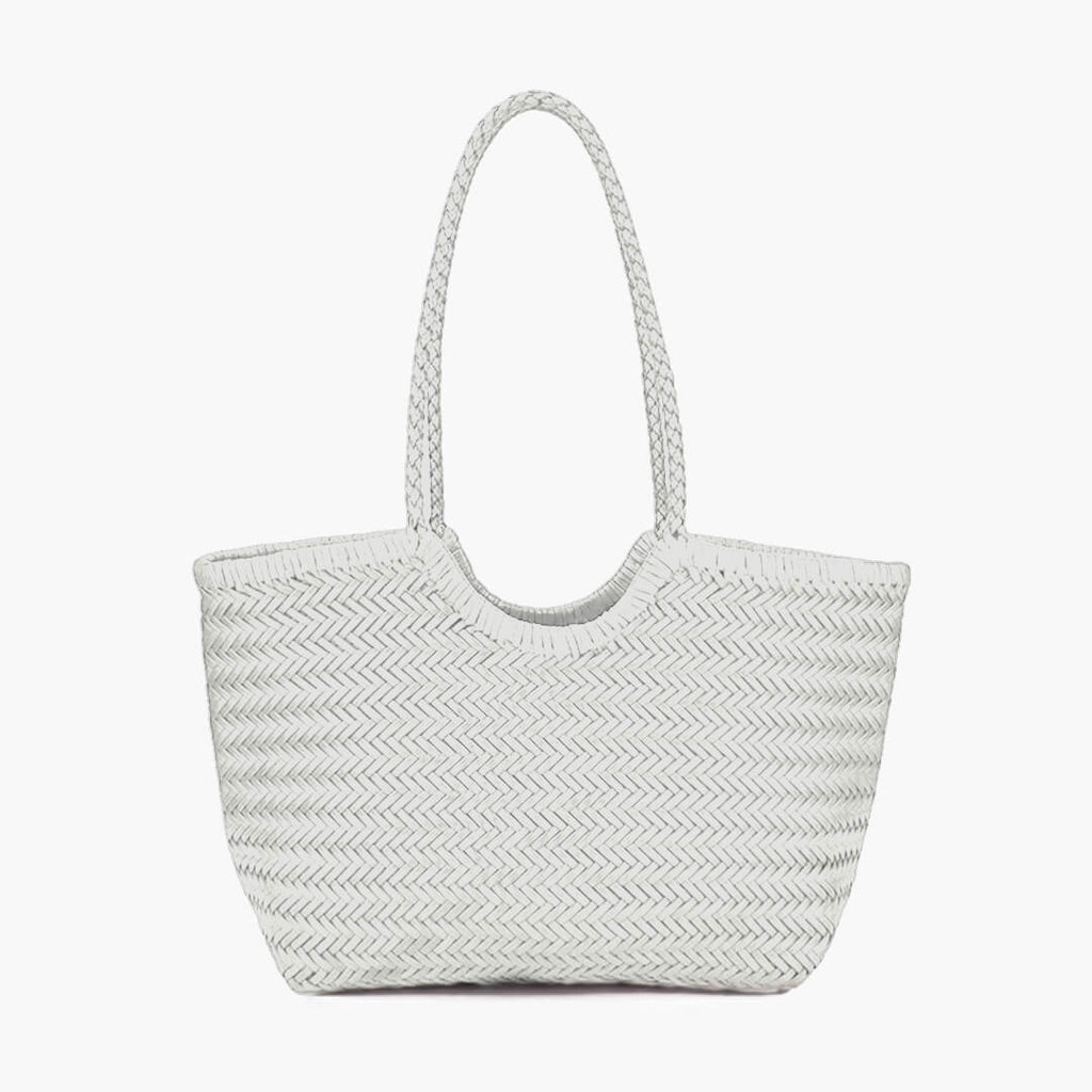 Braided Faux Leather Tote – Handwoven Vegan Handbag