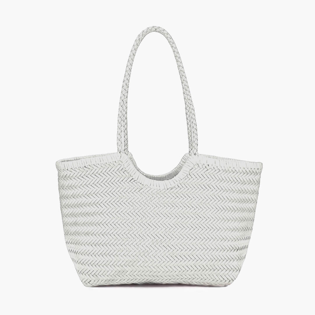 Braided Faux Leather Tote – Handwoven Vegan Handbag