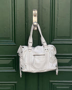 Minimalist Vegan Leather Shoulder Bag in Black or White