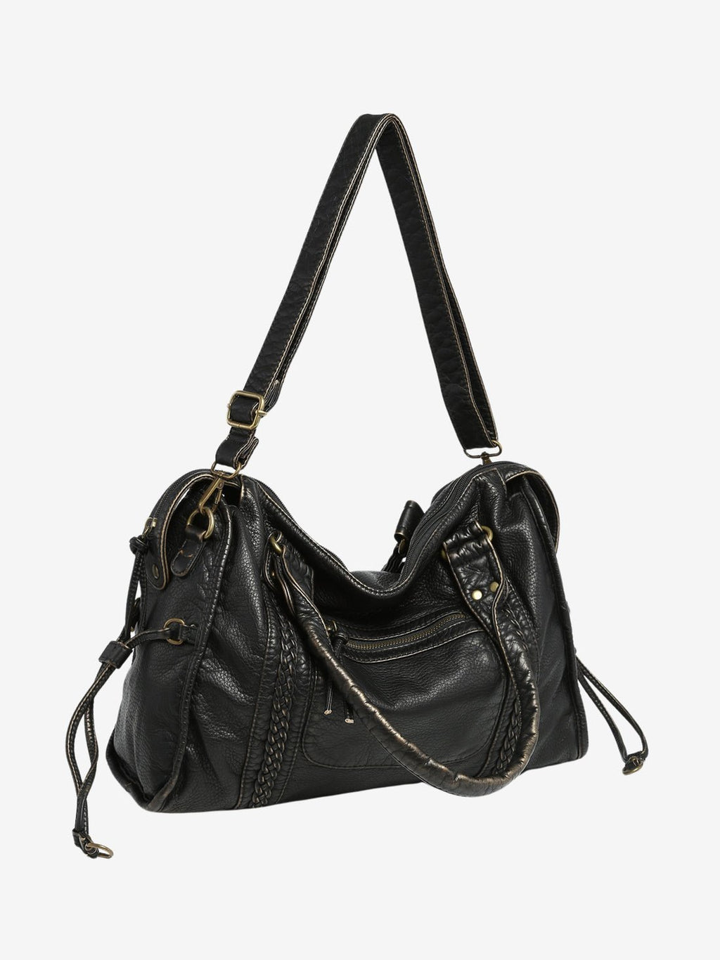 Minimalist Vegan Leather Shoulder Bag in Black or White