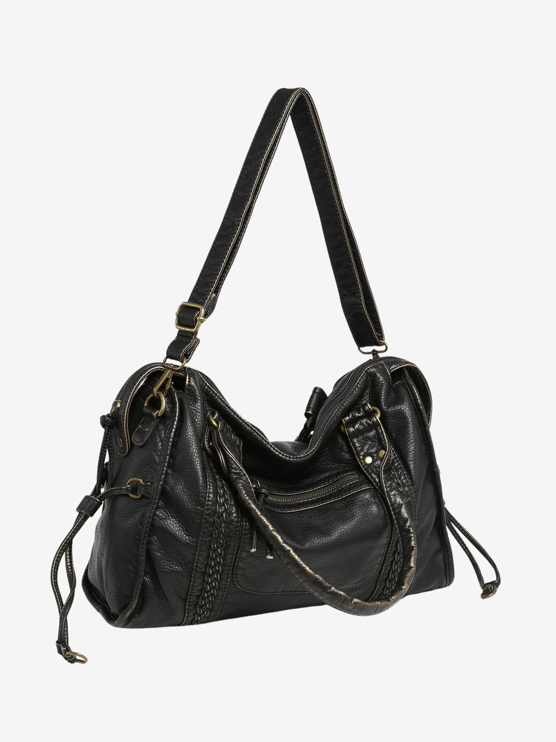 Minimalist Vegan Leather Shoulder Bag in Black or White