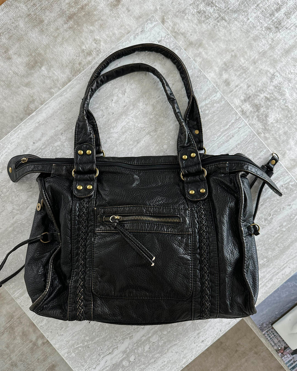 Minimalist Vegan Leather Shoulder Bag in Black or White
