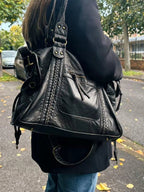 Minimalist Vegan Leather Shoulder Bag in Black or White