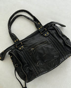 Minimalist Vegan Leather Shoulder Bag in Black or White