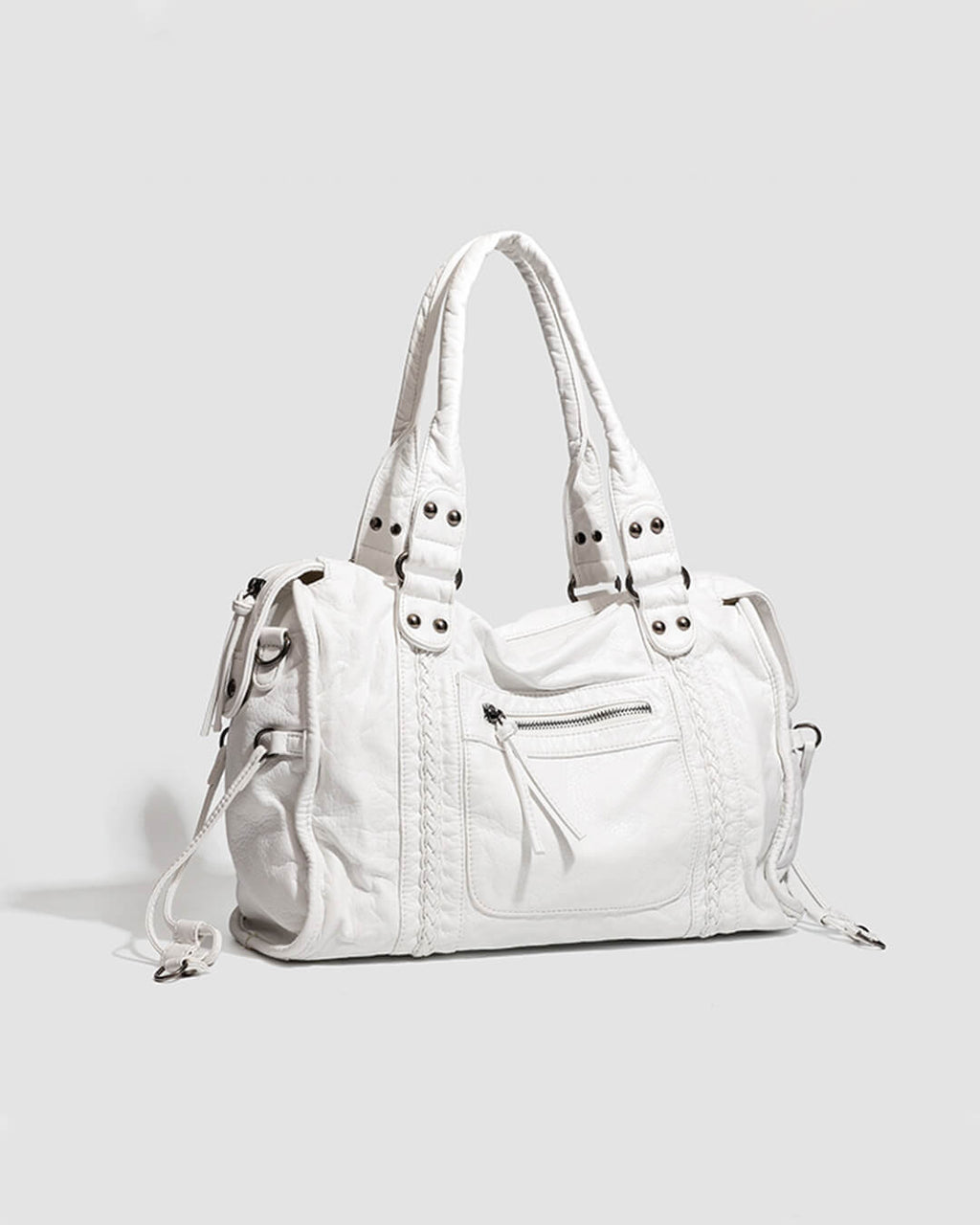 Minimalist Vegan Leather Shoulder Bag in Black or White