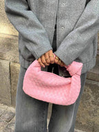 Woven Mini Bag with Silver Hardware – Compact Evening Handbag