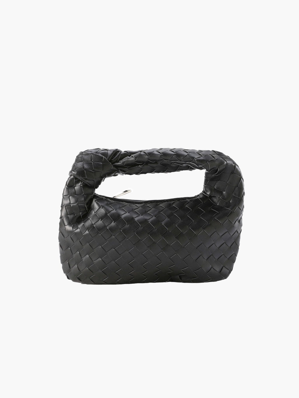 Woven Mini Bag with Silver Hardware – Compact Evening Handbag