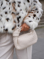 Woven Mini Bag with Silver Hardware – Compact Evening Handbag