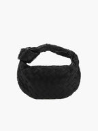 Woven Mini Bag with Silver Hardware – Compact Evening Handbag