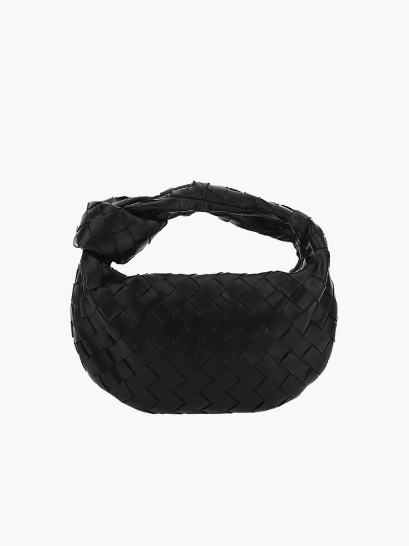 Woven Mini Bag with Silver Hardware – Compact Evening Handbag