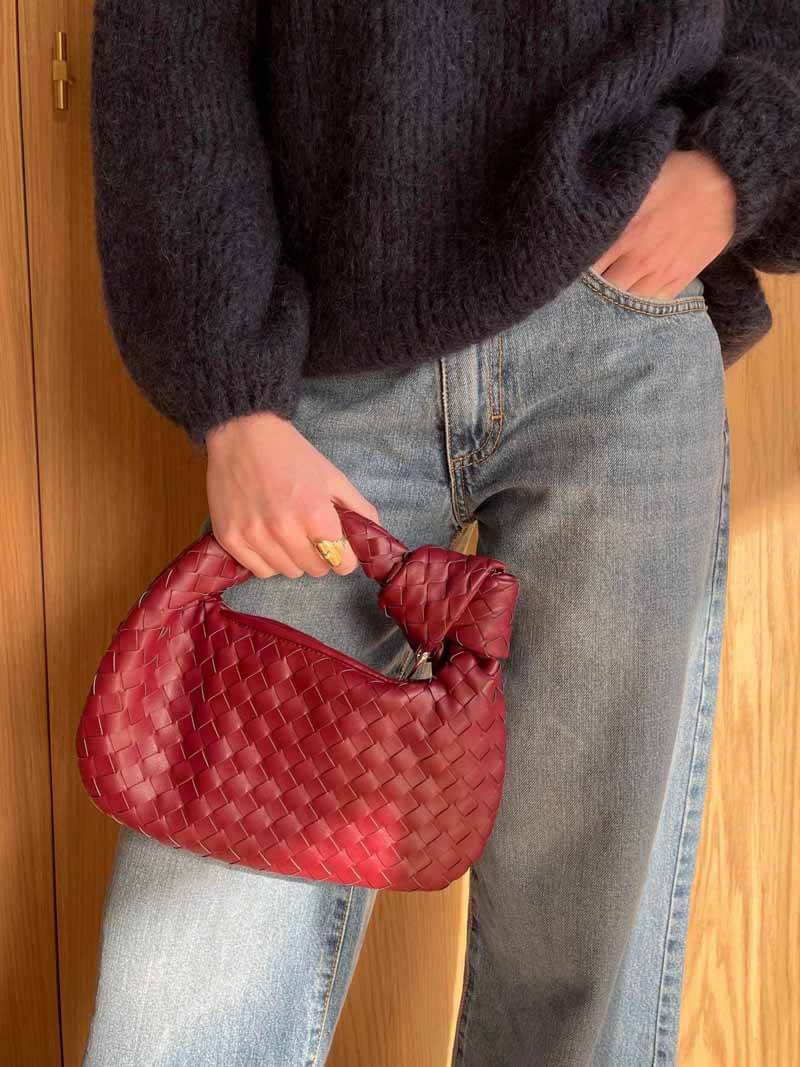 Woven Mini Bag with Silver Hardware – Compact Evening Handbag
