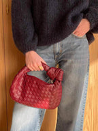 Woven Mini Bag with Silver Hardware – Compact Evening Handbag