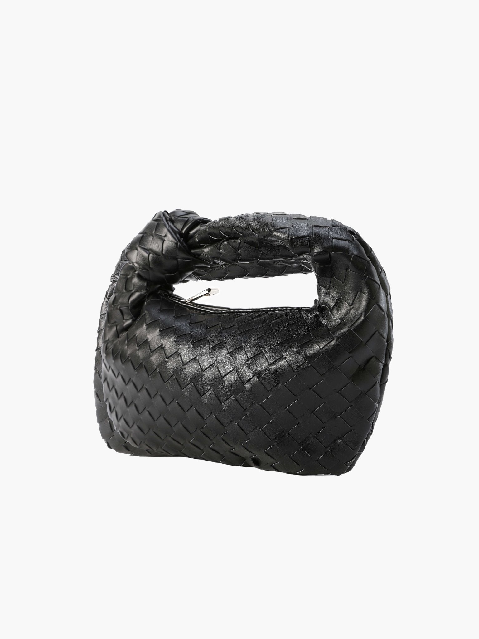 Woven Mini Bag with Silver Hardware – Compact Evening Handbag