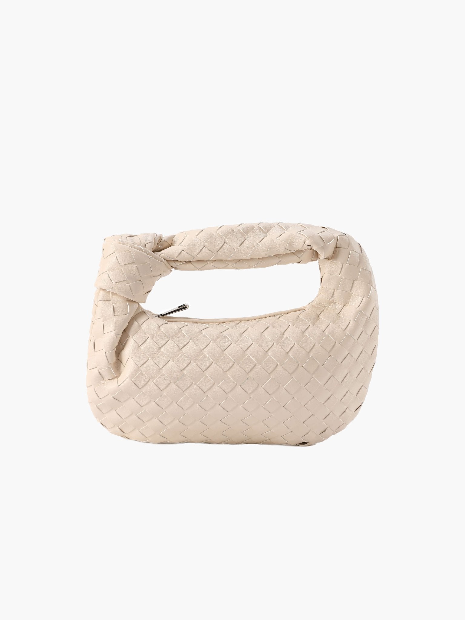 Woven Mini Bag with Silver Hardware – Compact Evening Handbag