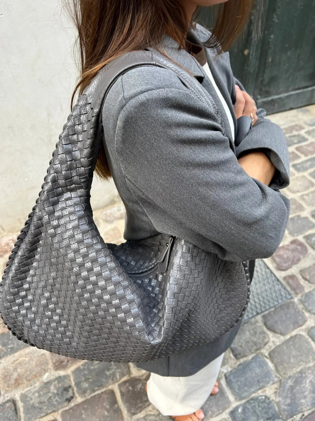 Oversized Woven Tote Bag XL – Braided Vegan Leather Shopper