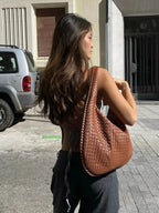 Oversized Woven Tote Bag XL – Braided Vegan Leather Shopper