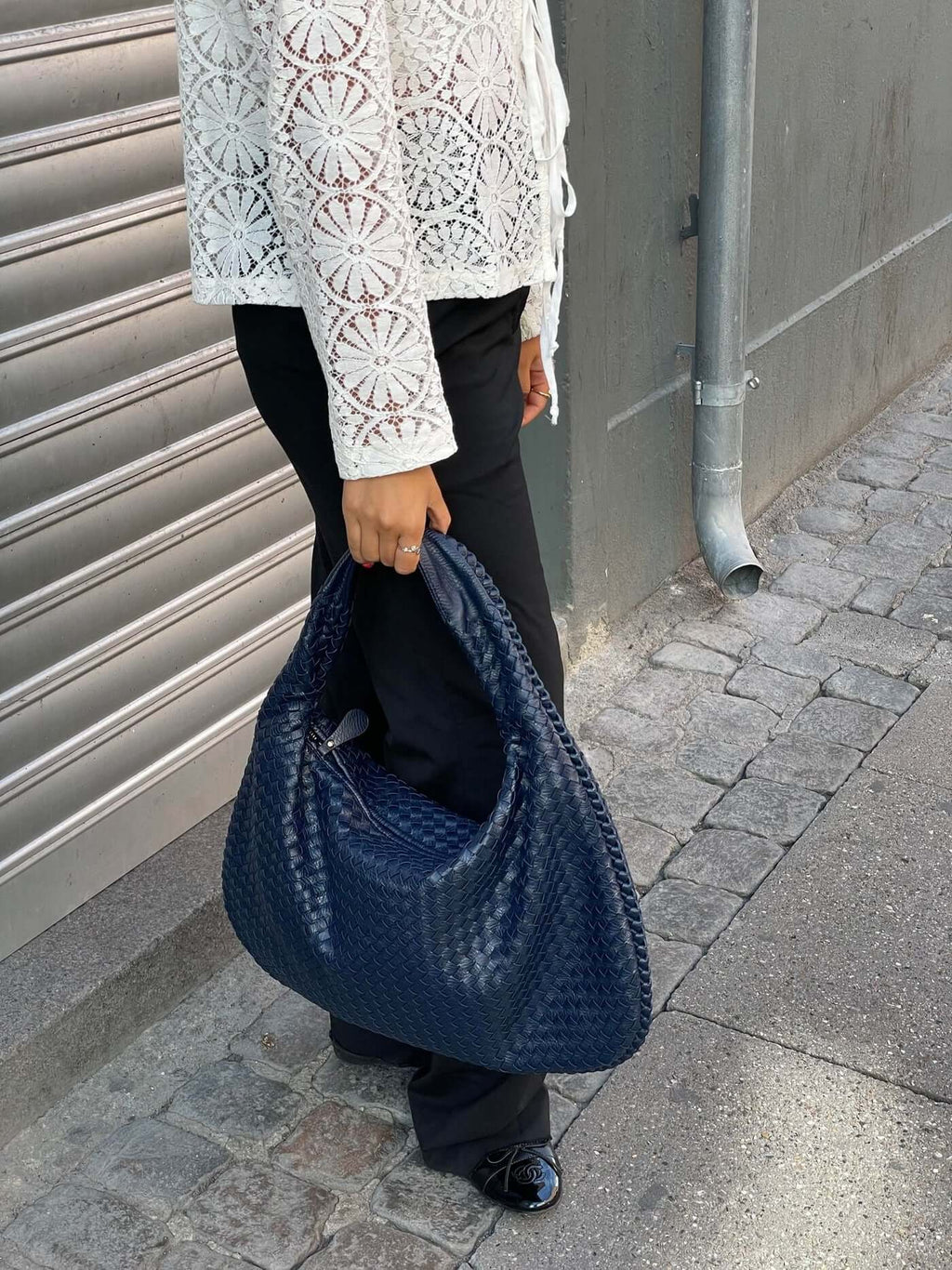 Oversized Woven Tote Bag XL – Braided Vegan Leather Shopper