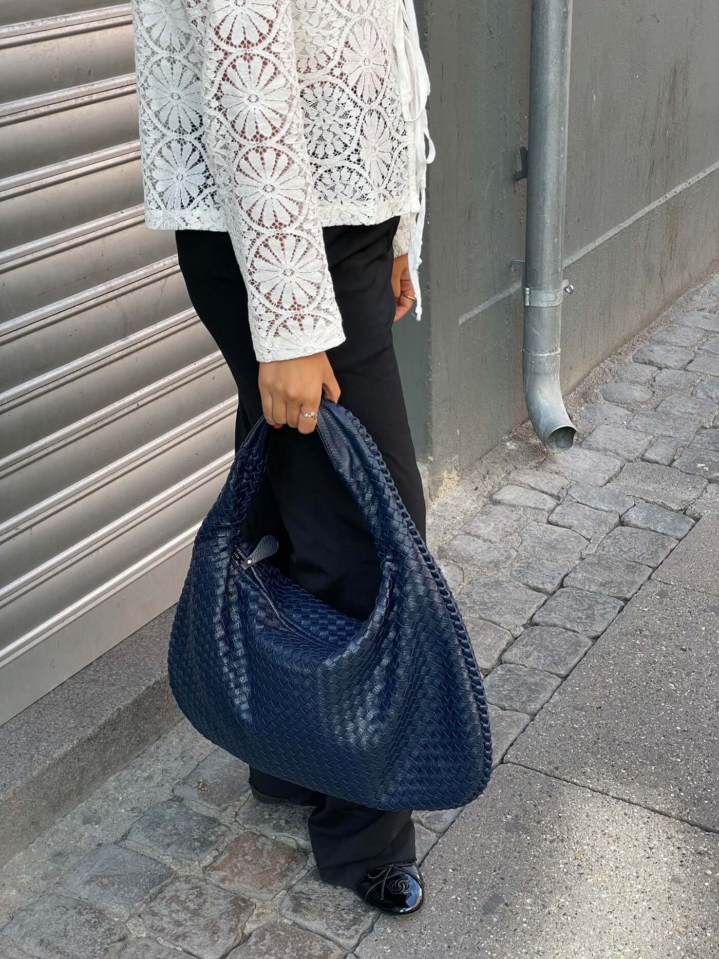 Oversized Woven Tote Bag XL – Braided Vegan Leather Shopper