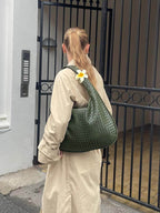 Oversized Woven Tote Bag XL – Braided Vegan Leather Shopper