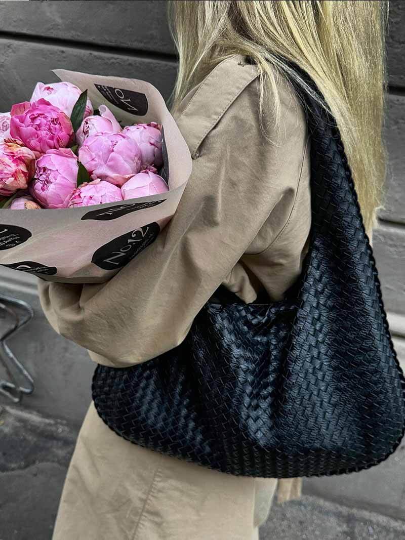 Oversized Woven Tote Bag XL – Braided Vegan Leather Shopper