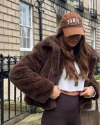 Faux Fur Lapel Jacket with Button Details – Flattering Winter Jacket