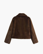 Faux Fur Lapel Jacket with Button Details – Flattering Winter Jacket