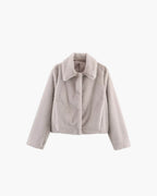 Faux Fur Lapel Jacket with Button Details – Flattering Winter Jacket