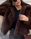 Faux Fur Lapel Jacket with Button Details – Flattering Winter Jacket