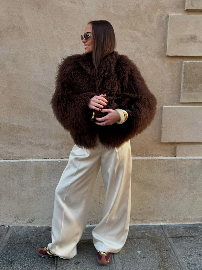 Oversized Faux Fur Coat – Plush Statement Coat in Brown or White
