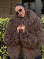 Oversized Faux Fur Coat – Plush Statement Coat in Brown or White